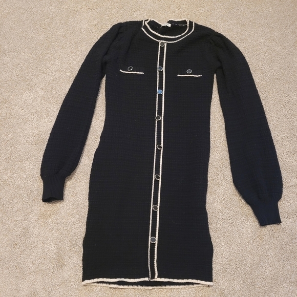 Zoe & Claire Button Front Black Chic Mini Dress Size Small - Picture 2 of 7